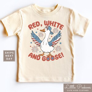 Red White and Goose Kids Shirt - Funny 4th Of July Boys Toddler Tee - Patriotic Goose Baby Onesie® - Trendy Matching 4th of July Kids Shirts
