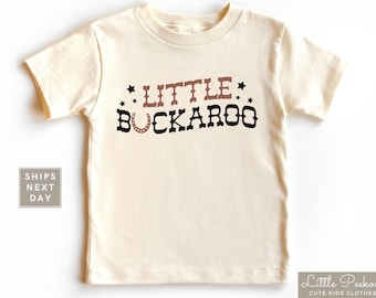 Little Buckaroo Toddler Shirt, Cute Cowboy Natural Baby Onesie®, Western Horseshoe Graphic Kids T-shirt, Western Baby Shower Gift