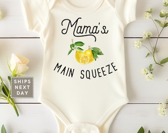Mama's Main Squeeze Baby Onesie®, Cute Summer Lemon Toddler Shirt, Mother's Day Kids T-Shirt, Baby Shower Gift for New Mom