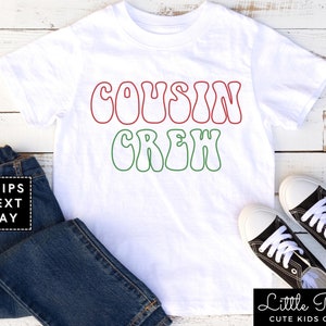 Retro Cousin Crew Natural Toddler Shirt, Cousin Crew Christmas Baby Onesie®, Cute Cousins Holiday Kids Shirt or Raglan