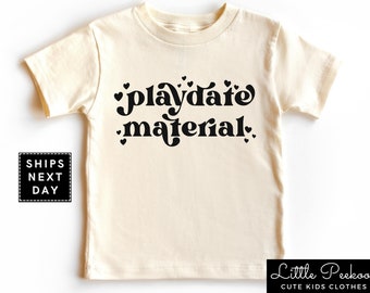 Playdate Material Kids Shirt, Play Date Natural Baby Onesie®, Cute Unisex Kids Valentine's Day T-shirt, Vintage Retro Toddler Raglan Tee