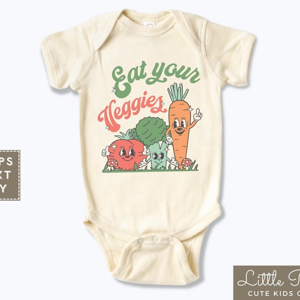 Eat Your Veggies Natural Onesie®, Cute Vegetable Garden Harvest Toddler Shirt , Vegan Mom Baby Shower Gift, Vegan Kids Raglan or T-shirt