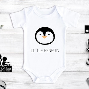 Little Penguin Onesie®, Penguin Lover Bodysuit, Cute Monochrome Animal Lover Kids T-shirt, Toddler Little Penguin Zoo Trip Raglan