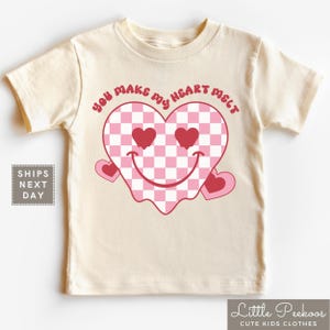 You Make My Heart Melt Valentines Day Kids Shirt, Valentines Day Natural Baby Onesie®, Retro Smile Valentines Day Toddler Tee