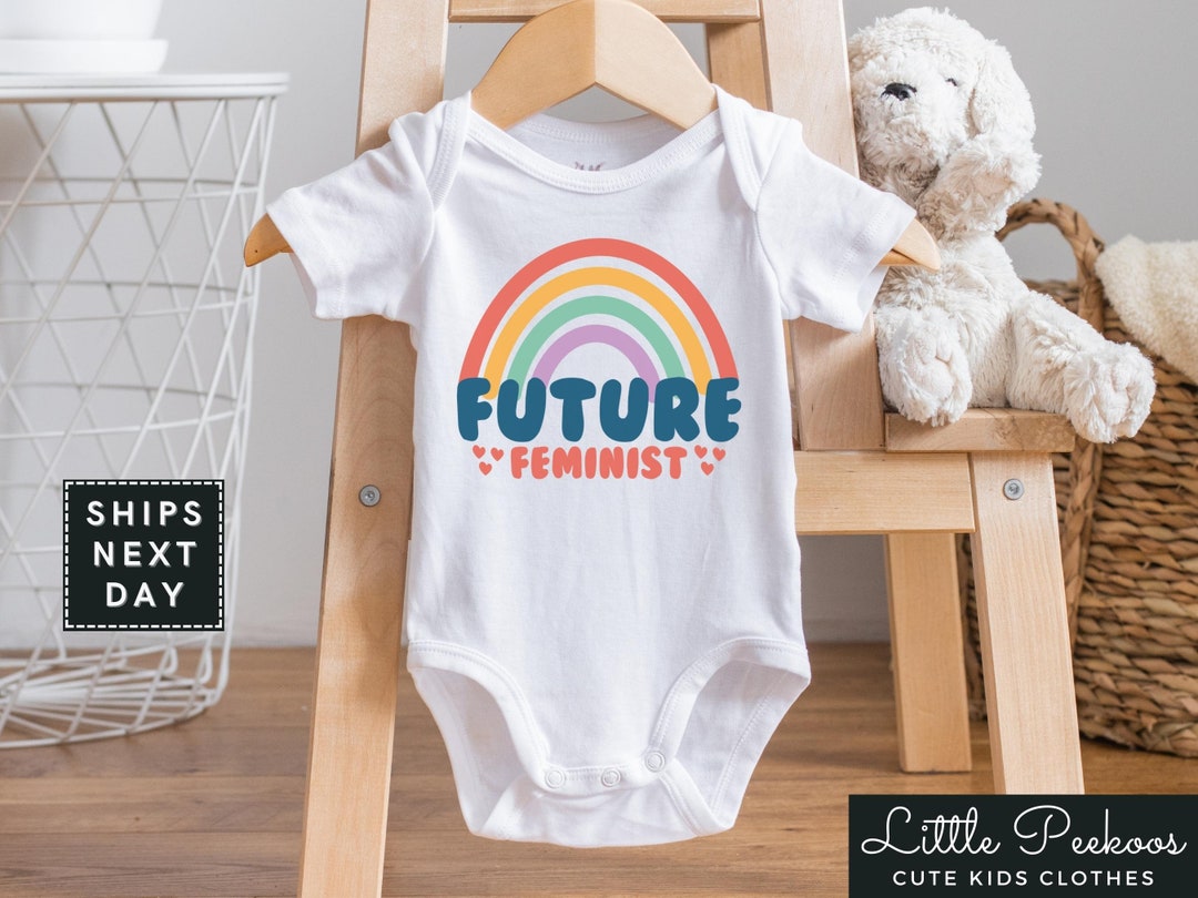 Future Feminist Retro Baby Onesie®, Cute Rainbow Natural Toddler Shirt