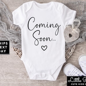 Coming Soon Baby Bodysuit, Cute Baby Announcement Onesie®, Minimalist Baby Reveal Bodysuit