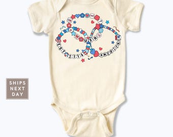 Trendy 4th of July Baby Onesie® - Friendship Bracelet Fourth Of July Baby Shirt - America 1776 Infant Tee - Patriotic Baby Bodysuit