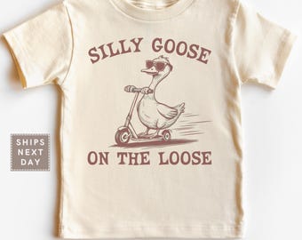 Silly Goose Toddler Shirt, Silly Goose On The Loose Kids Shirt, Vintage Goose Tee, Trendy Silly Goose Baby Onesie®, Funny Gift for Kid