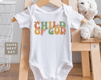 Child Of God Baby Onesie®, Retro Natural Child Of God Toddler Tee, Cute Christian Kids T-shirt or Raglan Tee