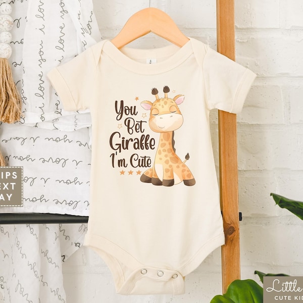 You Bet Giraffe I'm Cute Onesie®, Funny Giraffe Natural Toddler Shirt, Cute Kids Shirt, Adorable Giraffe Baby Shower Gift, Baby Announcement