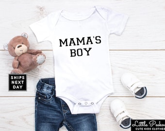 Cute Mama's Boy Baby Onesie®, Minimalist Mother's Day Toddler Tee, Kid Loves Mom Natural Kids T-Shirt or Raglan, Baby Shower Gift