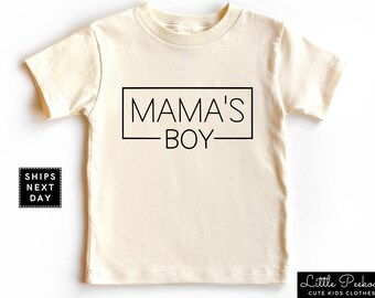 Mama's Boy Toddler Tee, Minimalist Mother's Day Baby Onesie®, Cute Kid Loves Mom Natural Kids T-Shirt or Raglan, Baby Shower Gift