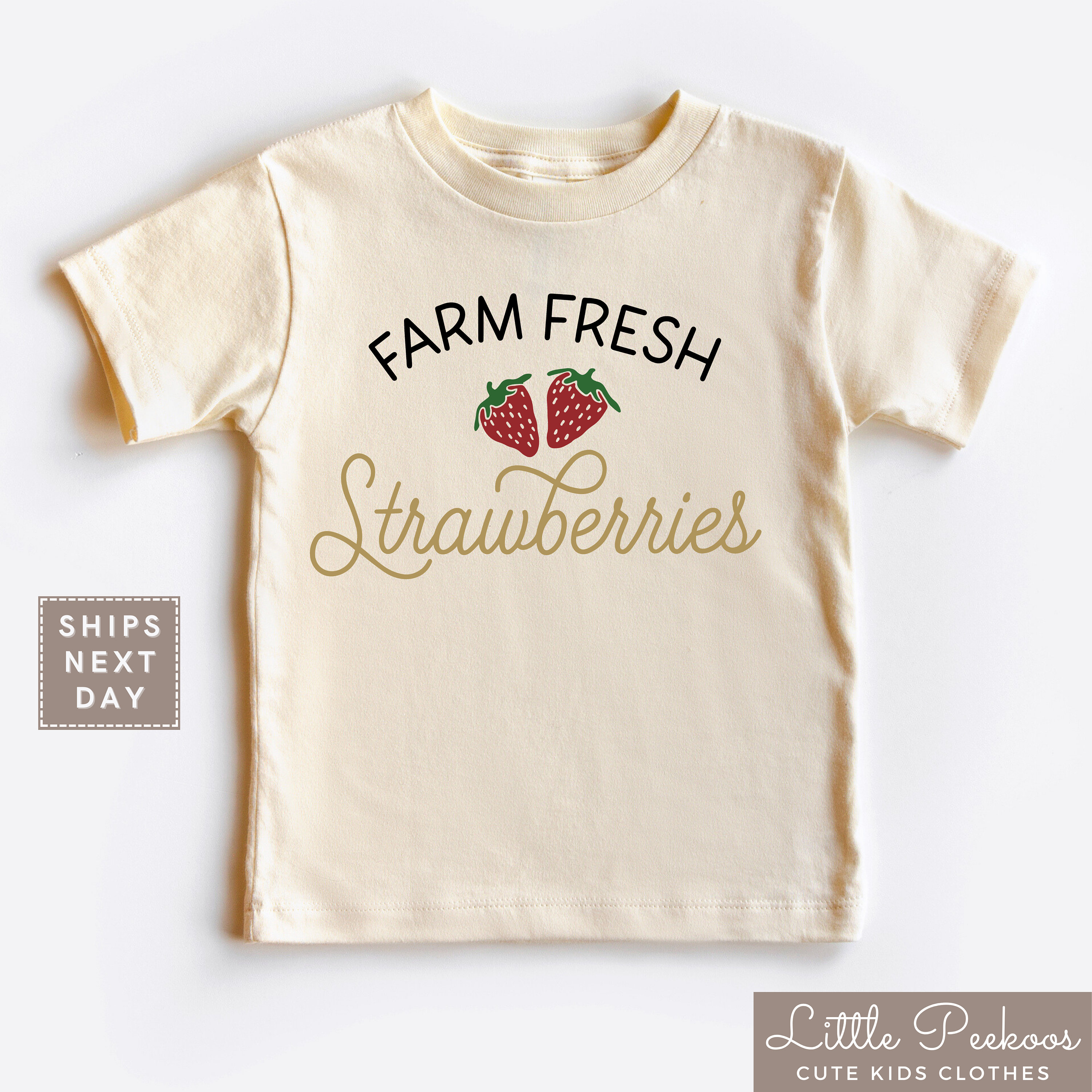 Farm Fresh Strawberries Toddler Shirt, Cute Minimalist Strawberry