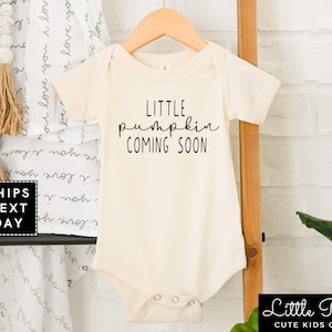 Little Pumpkin Coming Soon Baby Onesie®, Cute Fall Natural Baby Shower Gift, Fall Baby Announcement Infant Bodysuit