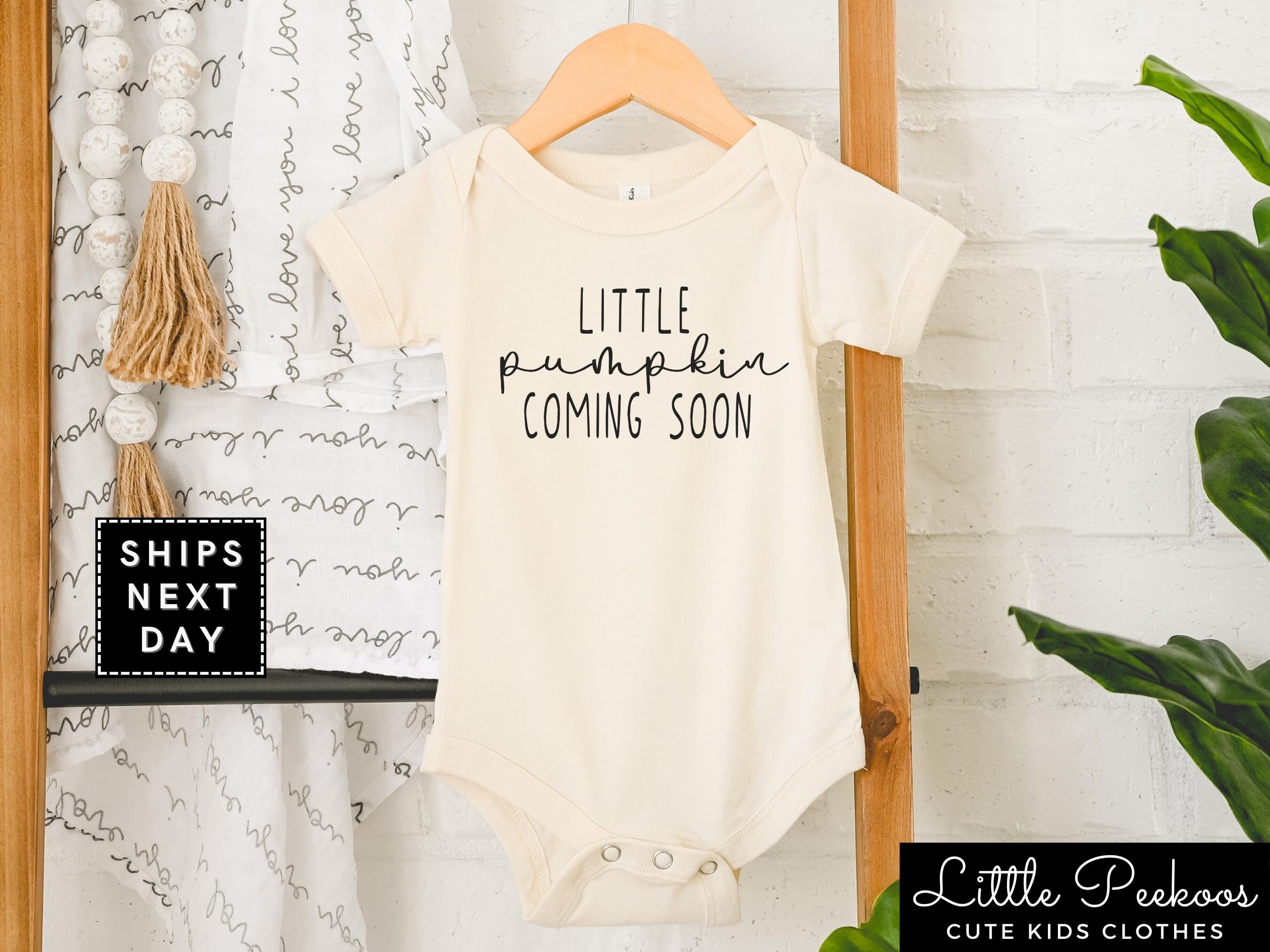 Little Pumpkin Coming Soon Baby Onesie®, Cute Fall Natural  display picture 1
