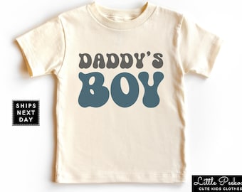 Daddy's Boy Retro Toddler Shirt, Cute Fathers Day Natural Infant Tee, Dad's Little Boy Baby Announcement