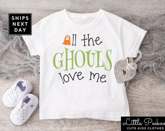 All the Ghouls Love Me Kids Shirt, Cute Fall Boys Shirt, Pumpkin Season Toddler T-shirt, Cute Ghoul Unisex Onesie®, Kids Natural Tee