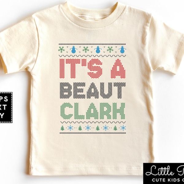 It's a Beaut Clark Natural Toddler Shirt, Funny Christmas Baby Onesie®, Ugly Christmas Style Kids Holiday T-shirt or Raglan Tee