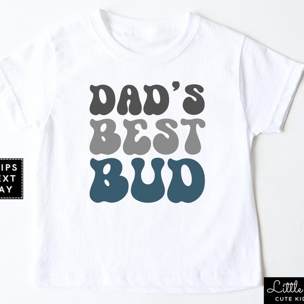 Dad's Best Bud Kids Shirt, Retro Father's Day Baby Onesie®, Boy's Natural Toddler T-shirt, Cute New Daddy Gift, Dad Baby Announcement