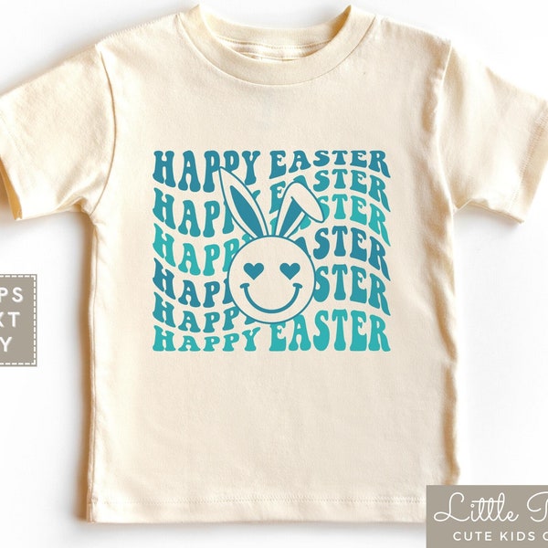 Happy Easter Retro Baby Onesie®, Wavy Retro Easter Natural Kids Shirt, Retro Easter Bunny Toddler T-shirt, Cute Boys Easter Raglan Tee