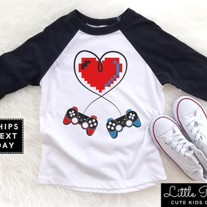 Video Game Controllers Kids Raglan, Funny Gamer Valentine's Baby Onesie®, Cute Video Game Lover Valentine's Day Toddler Tee or Kids T-shirt