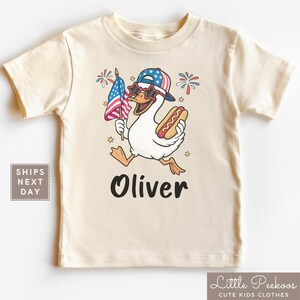 Custom 4th Of July Kids Shirt - Retro Boy Goose Toddler Shirt - Fourth of July Matching Toddler Shirts - Personalized Fireworks Baby Onesie®