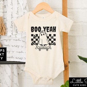 BOO YEAH Toddler Shirt, Halloween Retro Kids Shirt, Funny Ghost Natural ...