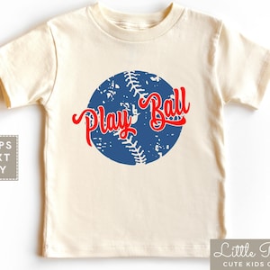 Play Ball Natural Toddler Shirt, Vintage Baseball Game Baby Onesie®, Baseball Season Group Kids T-shirt or Raglan Tee