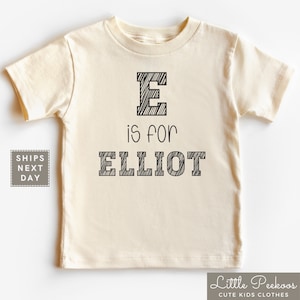 Personalized Kids Back To School Shirt - Letter Is For Name Toddler Shirt - Natural Personalized Toddler Tee - First Day Of School Shirt