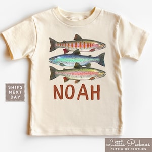 Personalized Colorful Trout Toddler Shirt - Natural Fishing Toddler Tee - Abstract River Fish T-shirt - Boho Nature Lover Fish Species Shirt