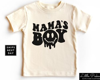Mama's Boy Toddler Tee, Retro Mother's Day Baby Onesie®, Cute I Love My Mom Natural Kids T-Shirt or Raglan, Baby Shower Gift