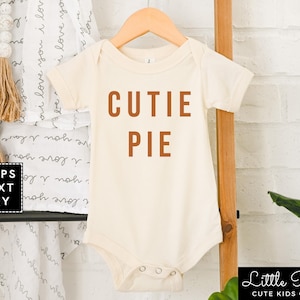 Cutie Pie Baby Onesie®, Cute Thanksgiving Infant Bodysuit, Fall Natural Toddler Shirt, Autumn Minimalist Kids Raglan Tee