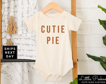 Cutie Pie Baby Onesie®, Cute Thanksgiving Infant Bodysuit, Fall Natural Toddler Shirt, Autumn Minimalist Kids Raglan Tee