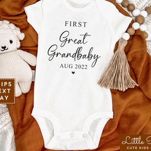First Great Grandbaby Baby Onesie®, Minimalist Baby Announcement Bodysuit, Custom Due Date New Baby Onesie®
