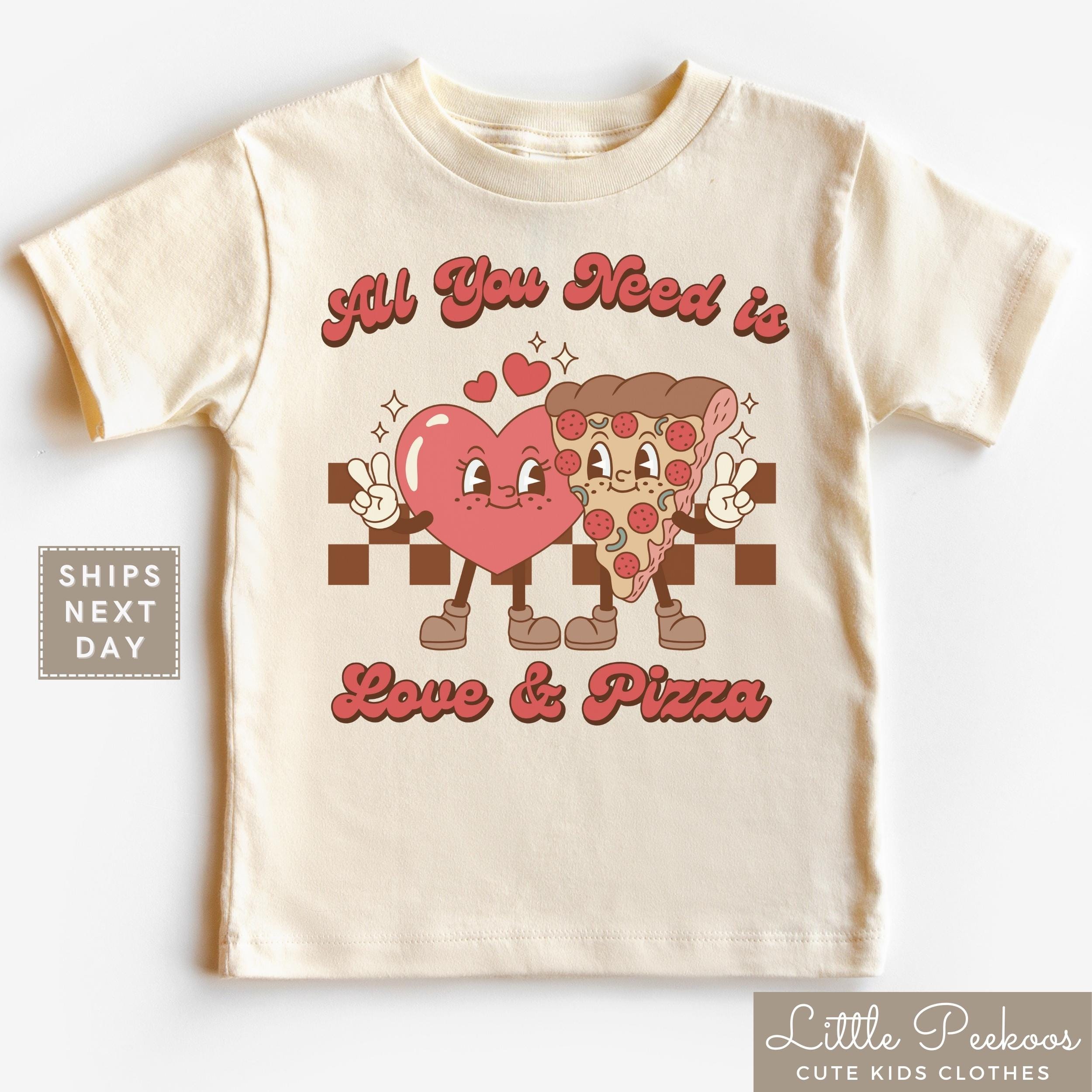 Funny Valentines Day Kids Shirt, All You Need is Love and Pizza Natural Baby Onesie®, Pizza Lover Toddler Tee, Pizza Party Group Shirt