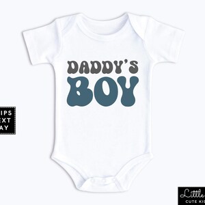Daddy&#39;s Boy Retro Baby Onesie®, Cute Fathers Day Natural Infant Shirt, Dad&#39;s Little Boy Baby Announcement