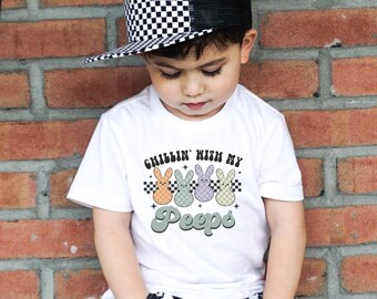 Chillin' With My Peeps Kids Shirt, Retro Peep Easter Natural Baby Onesie®, Funny Easter Bunny Toddler T-shirt or Raglan Tee