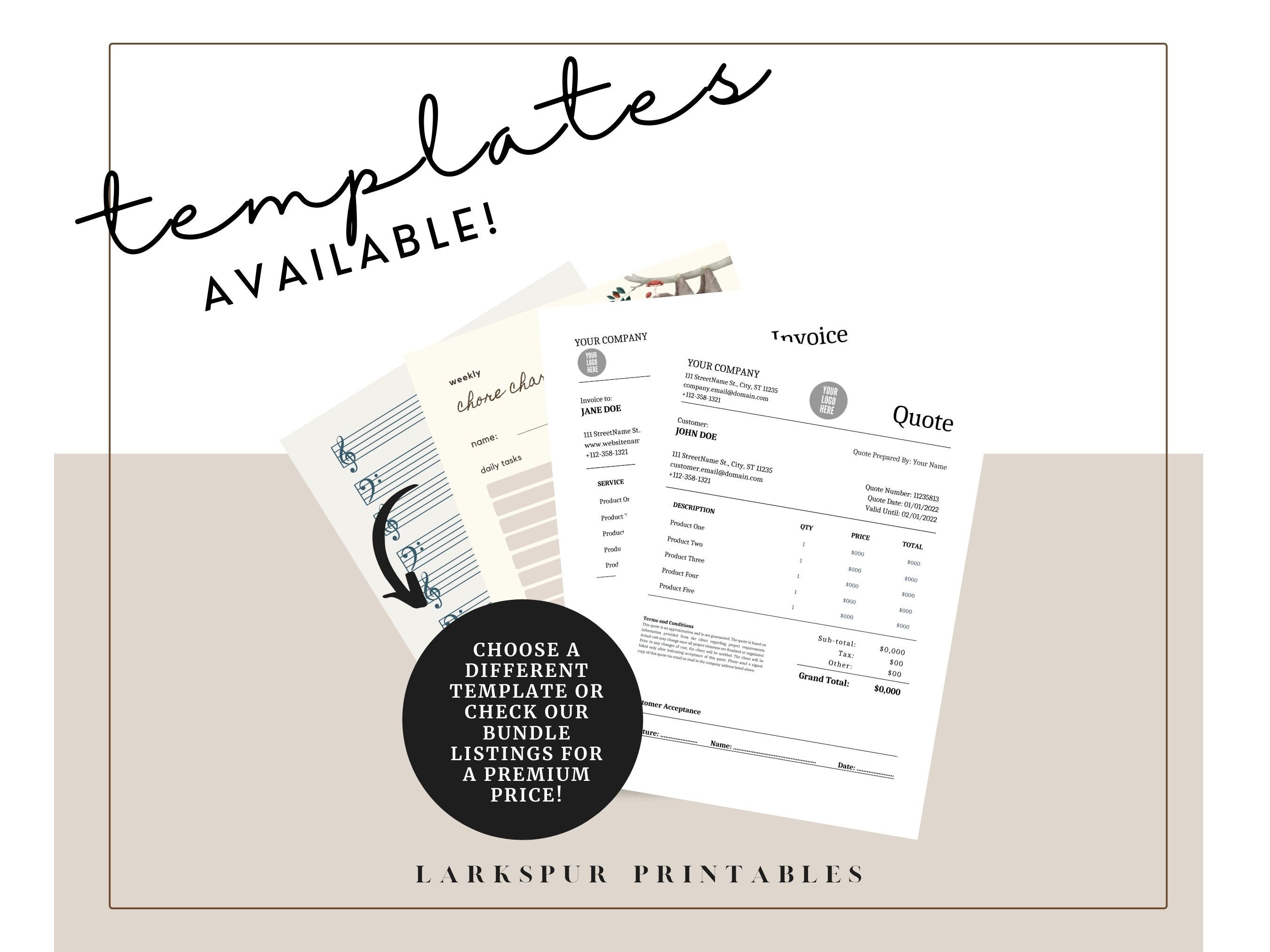 Editable Quote Template, Printable Quote Template PDF Word, Price Quote ...