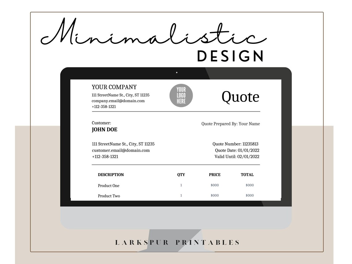 Editable Quote Template, Printable Quote Template PDF Word, Price Quote ...