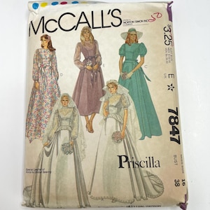 1981 McCall’s Bröllopsklänningar Brud Brudtärnor 5 Stilar Miss 16 Sömnadsmönster Oklippt