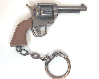 Llavero de pistola de metal vintage realista con gatillo y martillo en funcionamiento, calibre 9 mm, calibre 45