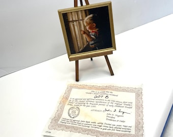 Framed Miniature Oil Painting Donald Zolan Daddy’s Home 1991 607 B Stand & Box