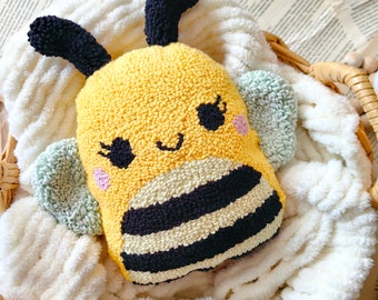 Bee plush, Crochet Animal, Crochet Bee, Crochet Plushie, Punch Needle, First Baby Doll, Custom Plush, Pet Pillow, Baby Pillow, Crib Pillow