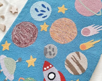 Crochet wall hanging, Baby room decor, Space wall art, Planet, Nursery wall hanging, Wall hanging, Punch, solar system decor,