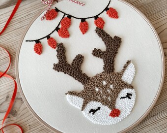 Christmas Wall Decor, Christmas Deer, Punch Wall Art, Christmas Decoration, Deer Wall Decor