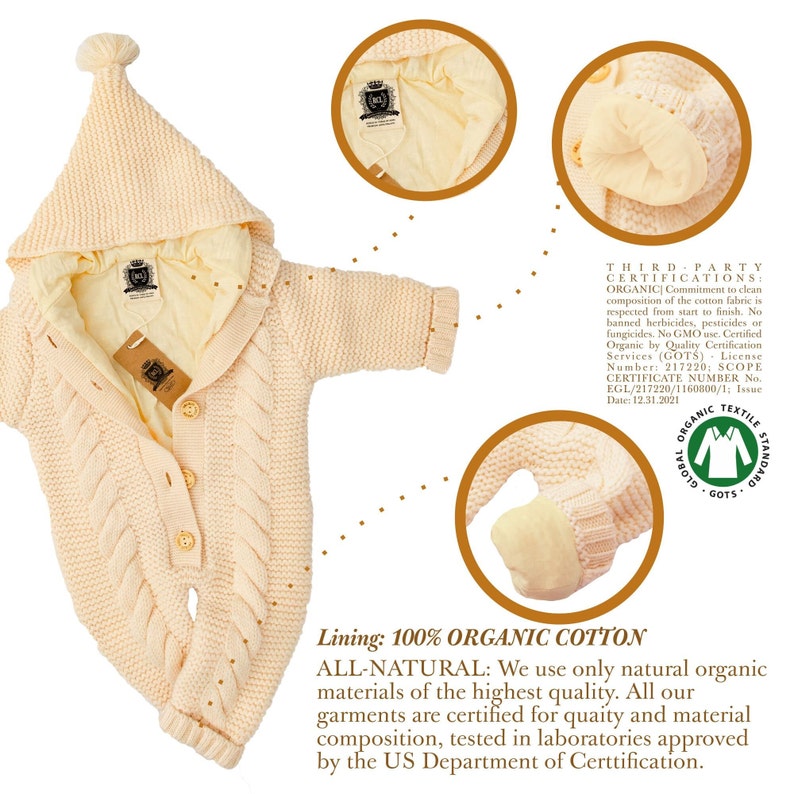 Twolayer Chunky Knit AUSTRALIAN MERINO WOOL Jumpsuit for Newborn Baby