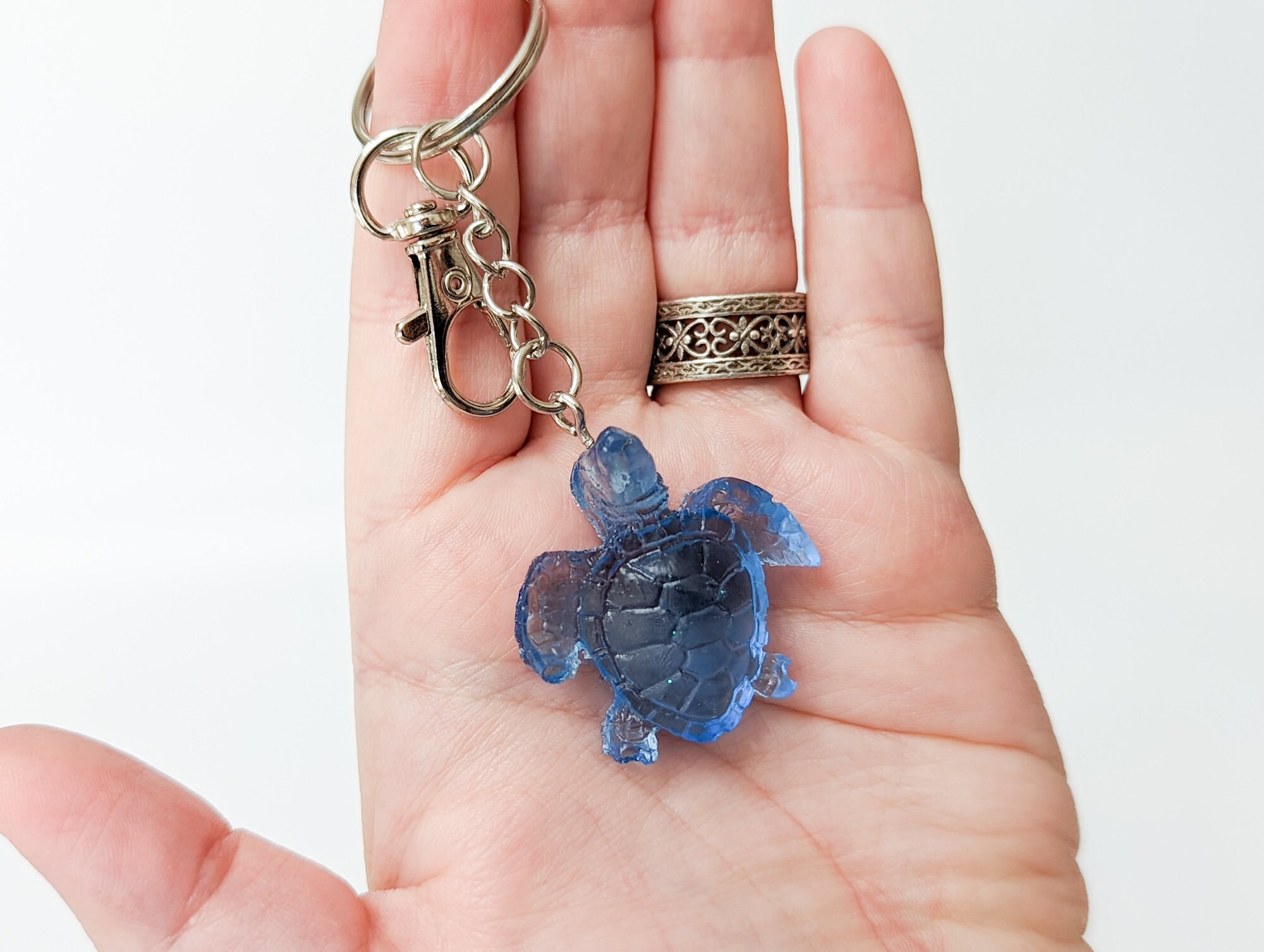 Blue Translucent Turtle Keychain, Backpack Charm Clip - Etsy
