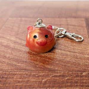 Sparkly Fire Resin Bear Keychain and clip, backpack charm, gift for kids