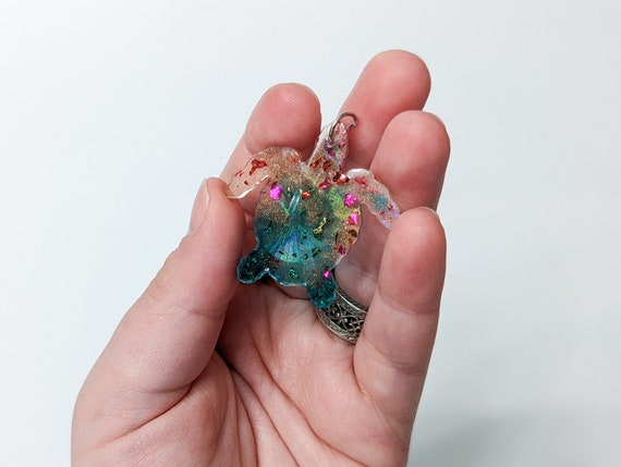 Multi Colored Pink and Blue Holographic Turtle Keychain  display picture 2