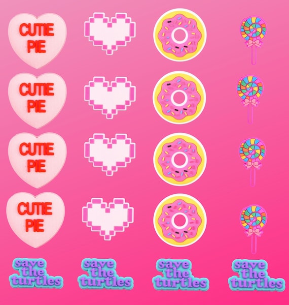 Cute Pink Croc Charms Jibbitz Cutie Pie Heart Donut Shoe